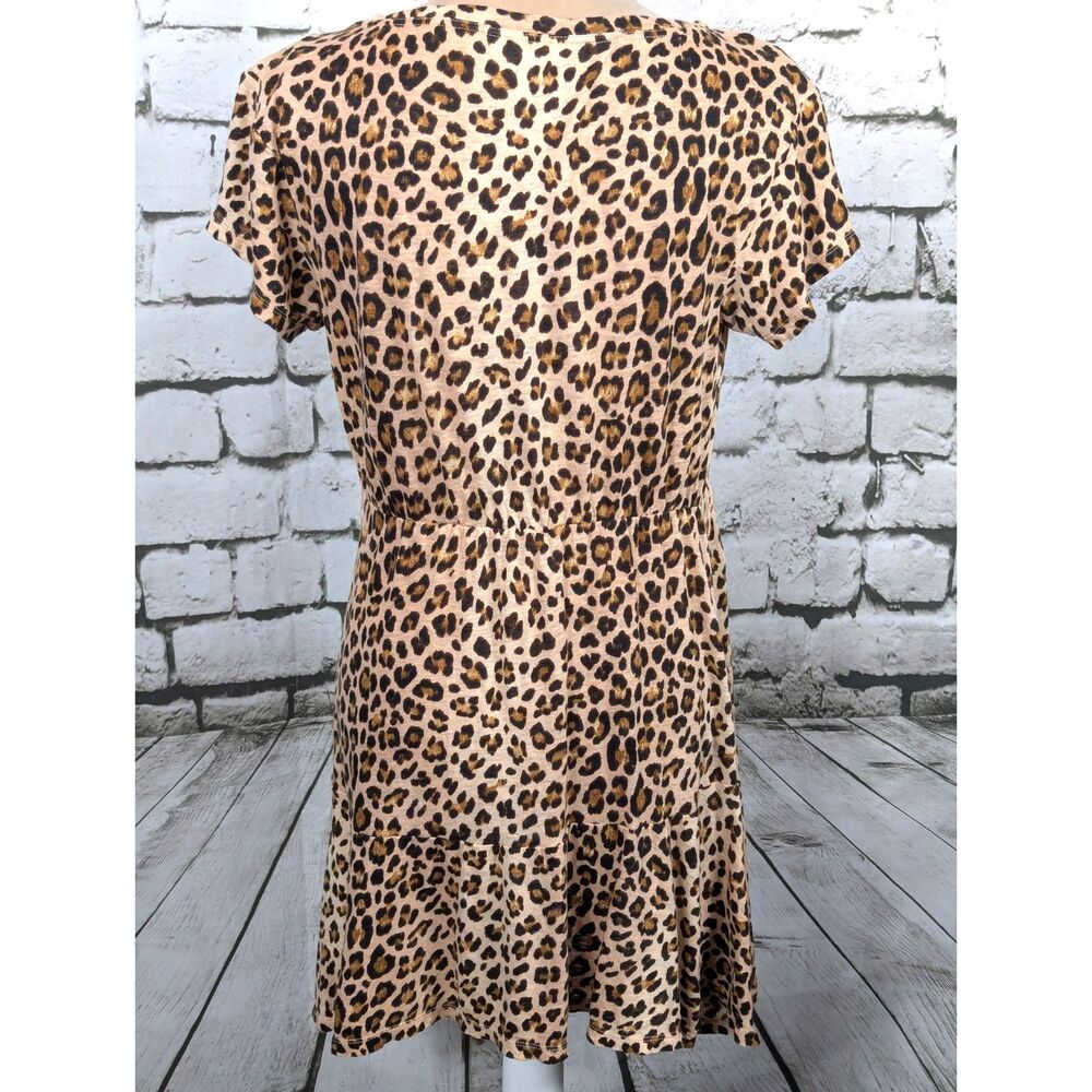 REBECCA TAYLOR 100% Linen Leopard Print T-Shirt Dress Sporty Flirty Small - Picture 4 of 8